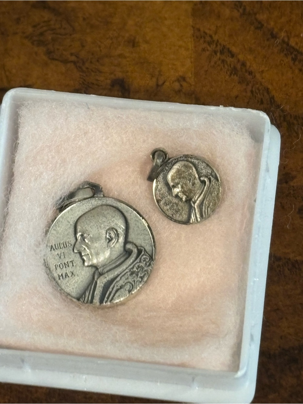 Religious Pope Paul VI Medallion Pendants (2) - Silver Tone